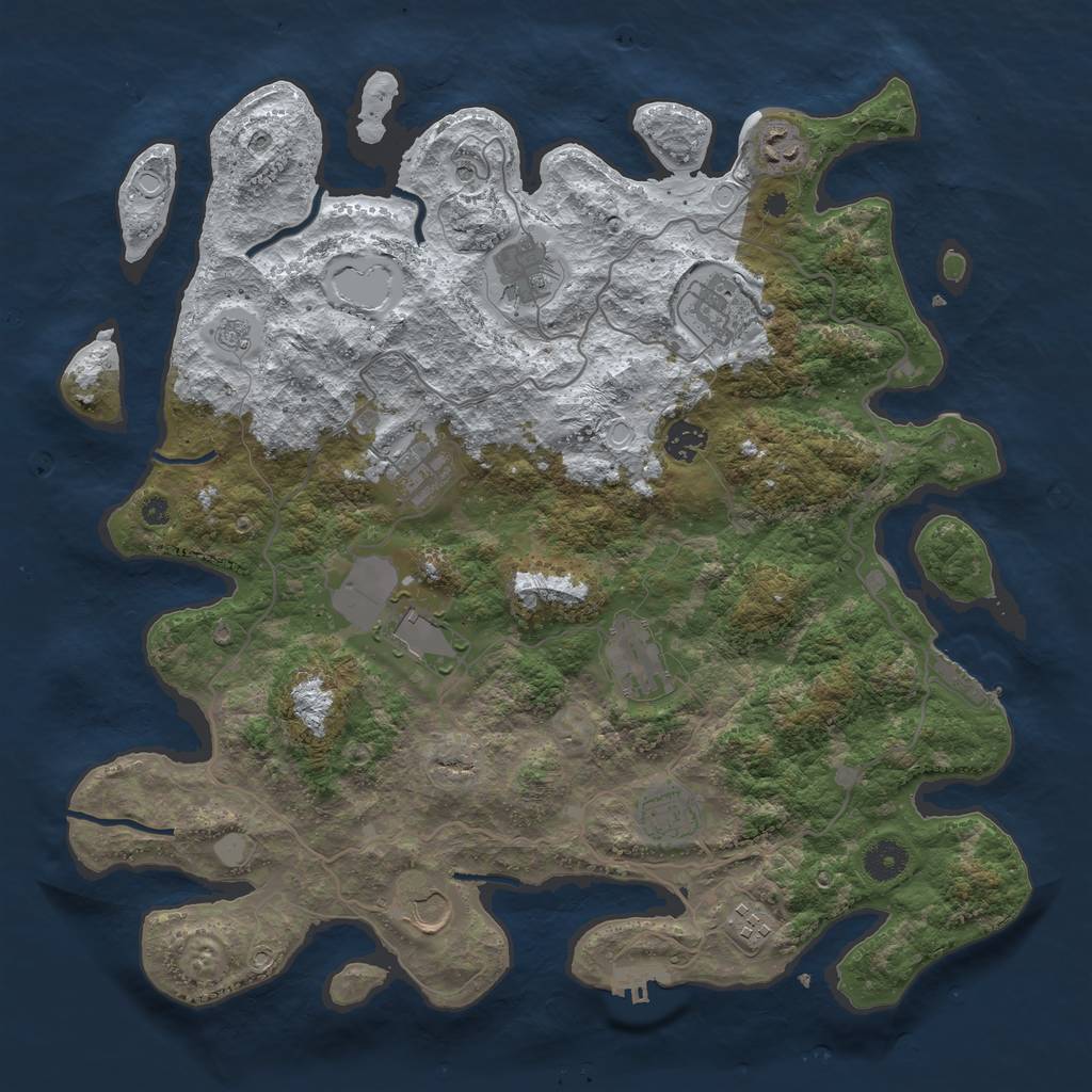 Rust Map: Procedural Map, Size: 4000, Seed: 207, 19 Monuments