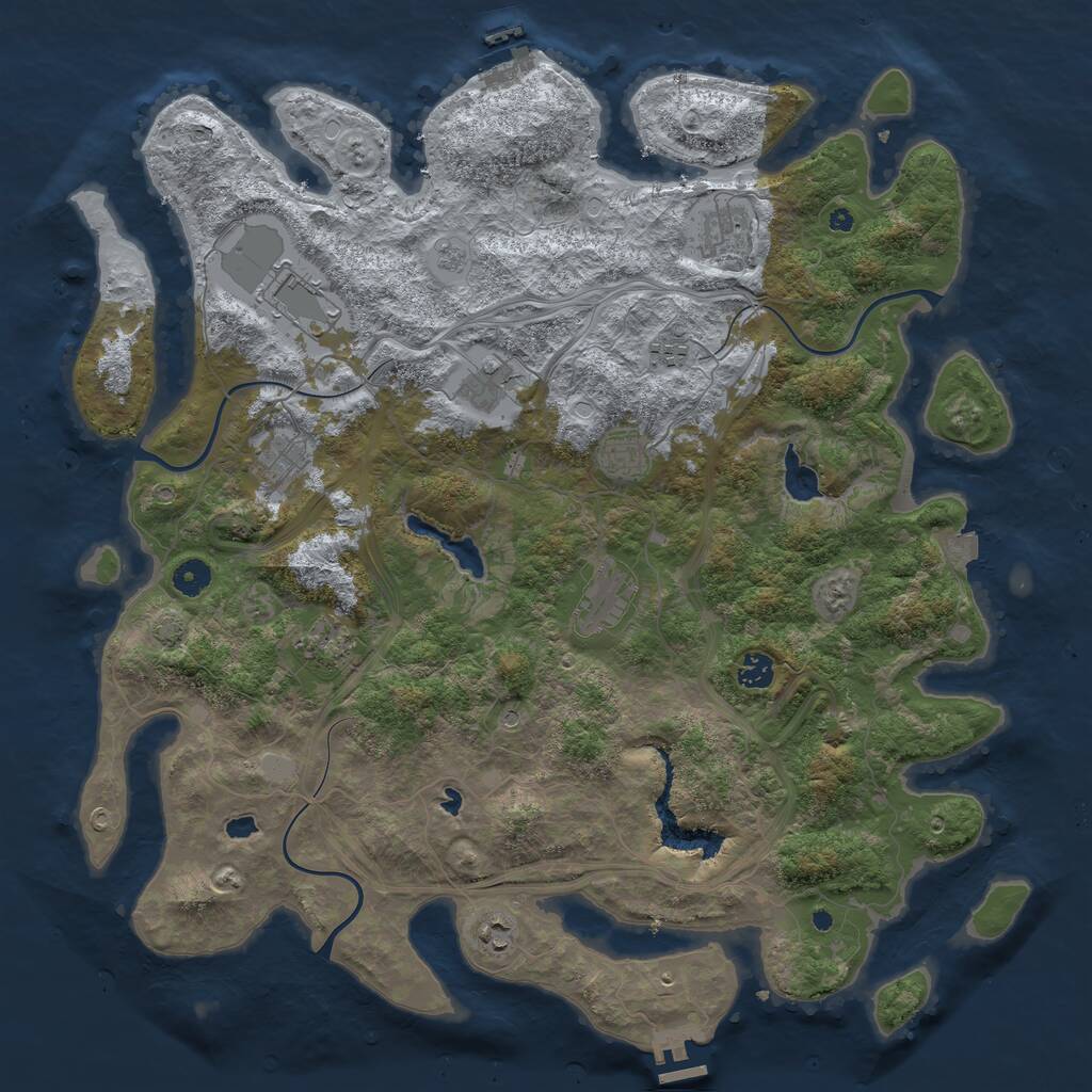 Rust Map: Procedural Map, Size: 4500, Seed: 542320, 16 Monuments