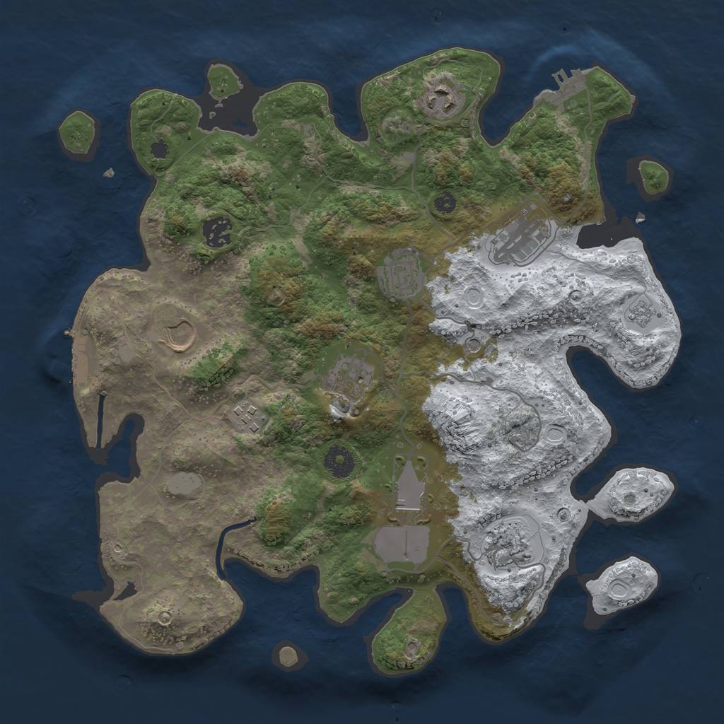 Rust Map: Procedural Map, Size: 3500, Seed: 137710216, 18 Monuments