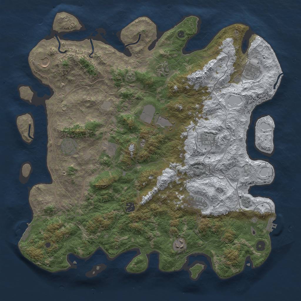 Rust Map: Procedural Map, Size: 4500, Seed: 390014580, 20 Monuments