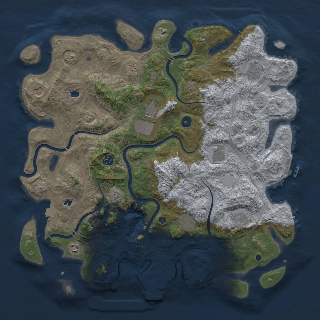 Rust Map: Procedural Map, Size: 4500, Seed: 4708321, 16 Monuments