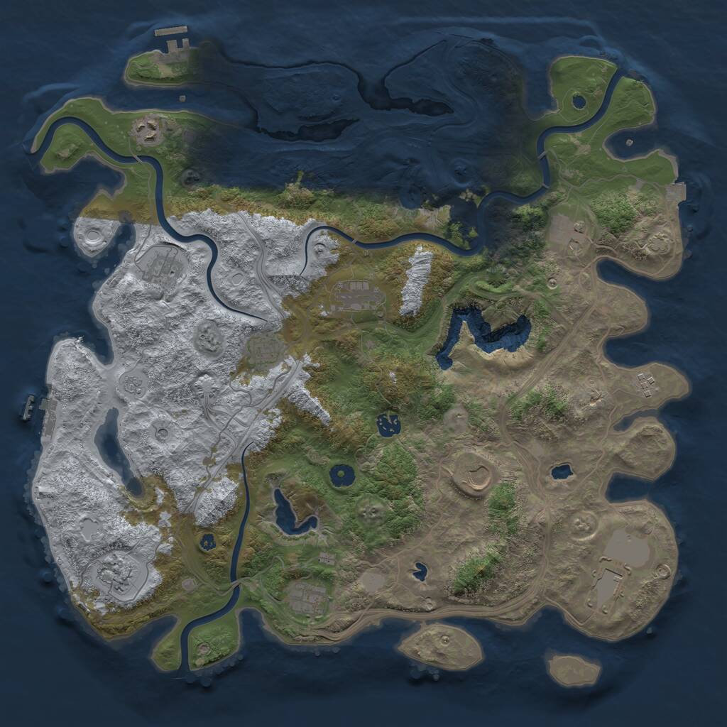 Rust Map: Procedural Map, Size: 4500, Seed: 2872368, 17 Monuments
