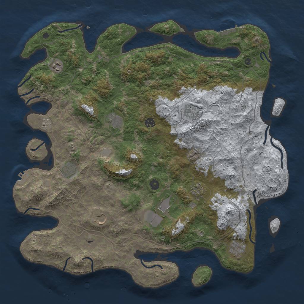 Rust Map: Procedural Map, Size: 4500, Seed: 5639941, 19 Monuments