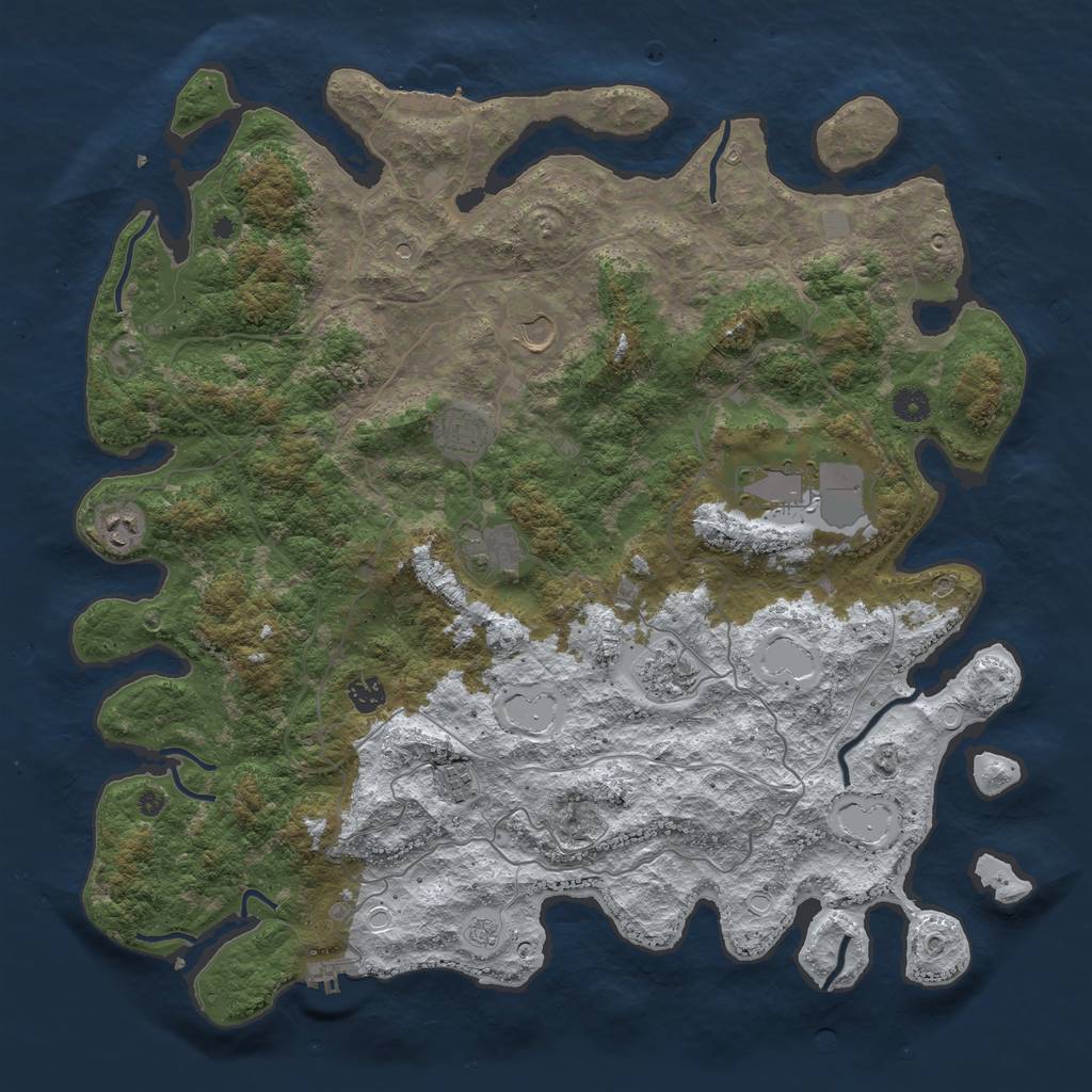 Rust Map: Procedural Map, Size: 4500, Seed: 5179257, 17 Monuments