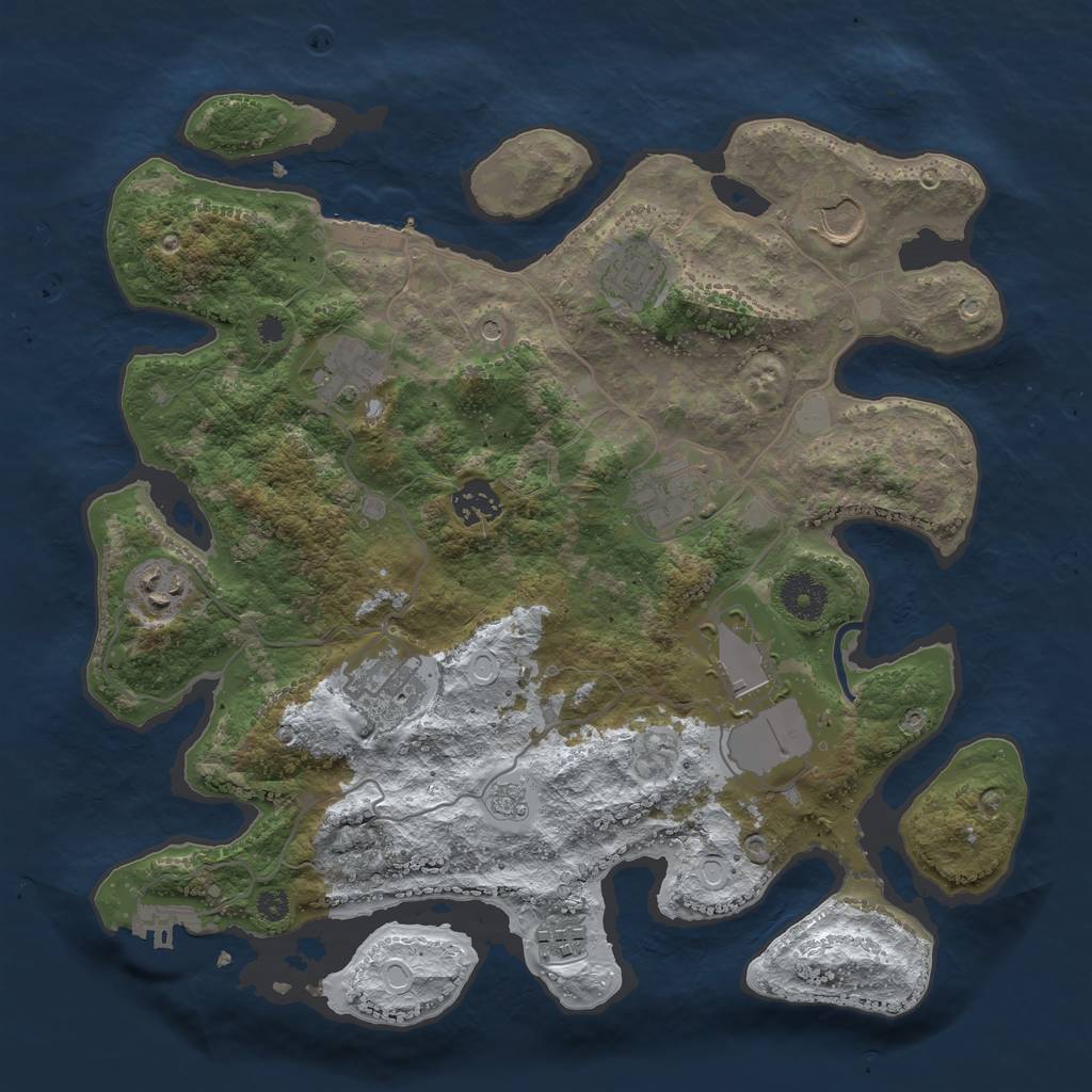 Rust Map: Procedural Map, Size: 3500, Seed: 7422, 18 Monuments