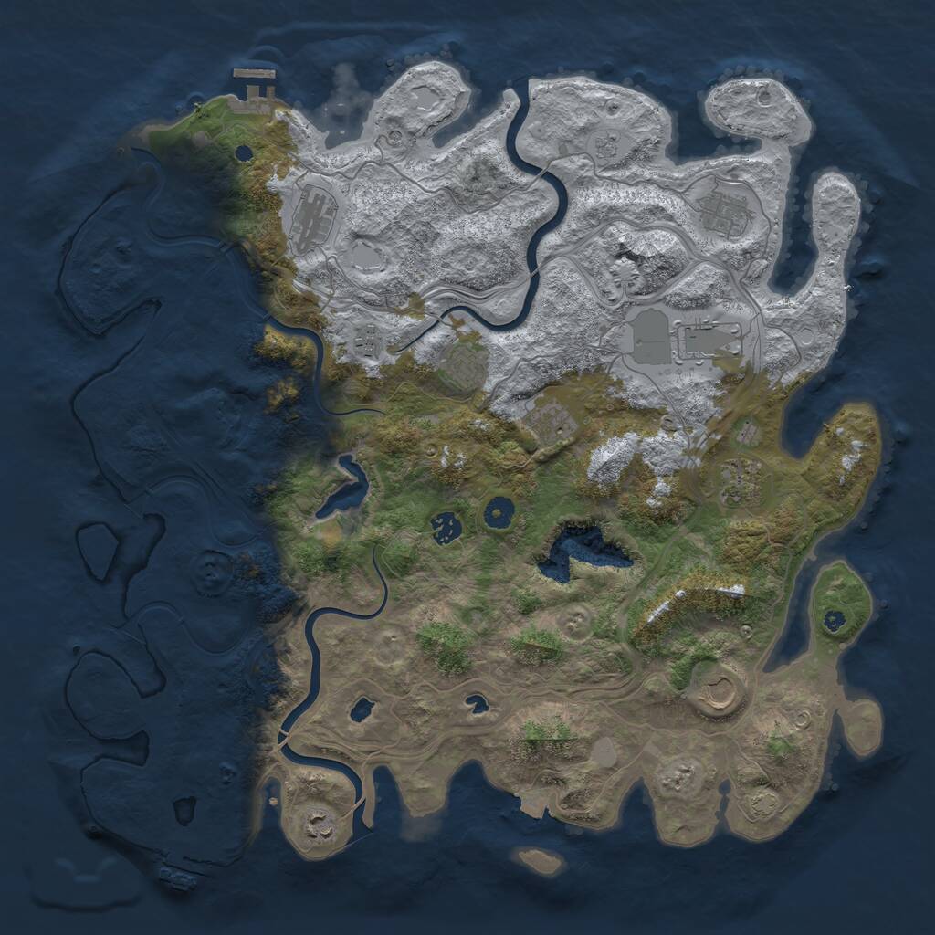 Rust Map: Procedural Map, Size: 4500, Seed: 294741095, 16 Monuments
