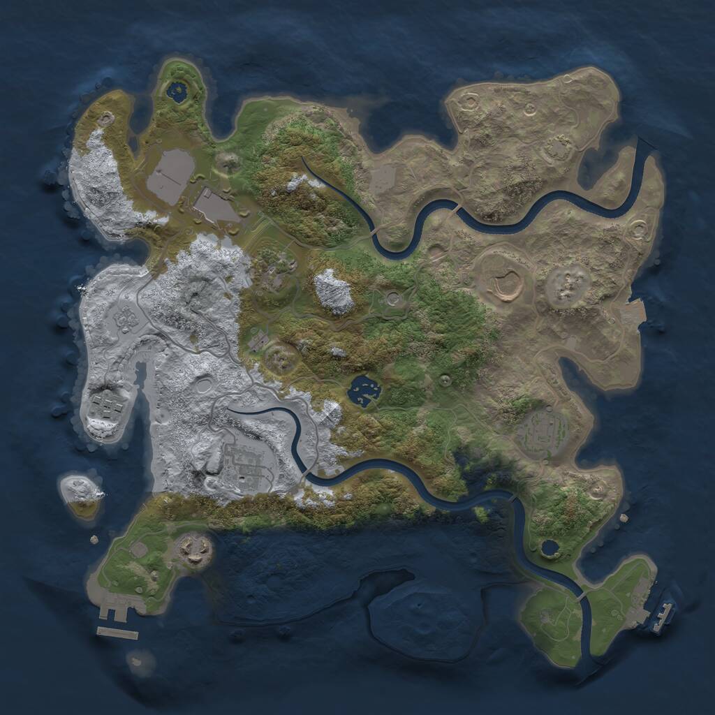 Rust Map: Procedural Map, Size: 3500, Seed: 412412, 14 Monuments