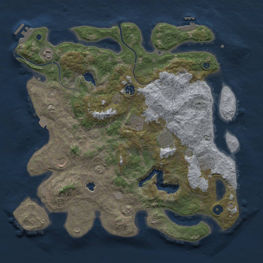 Rust Map: Procedural Map, Size: 4000, Seed: 6765765, 12 Monuments