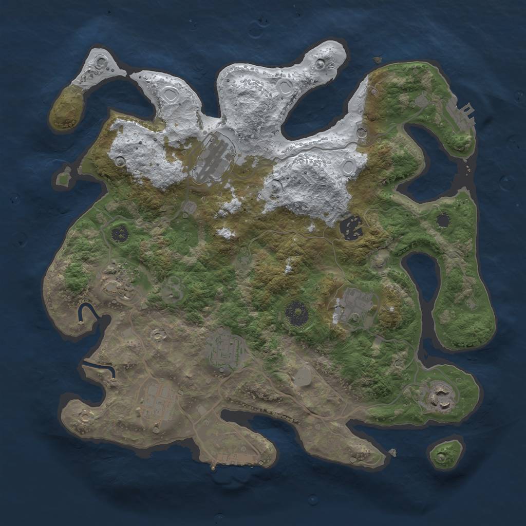 Rust Map: Procedural Map, Size: 3250, Seed: 3718038, 15 Monuments