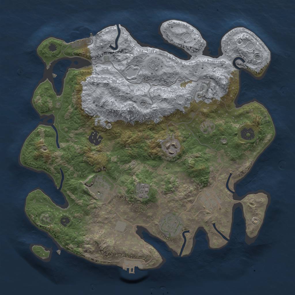 Rust Map: Procedural Map, Size: 3250, Seed: 2440666, 14 Monuments