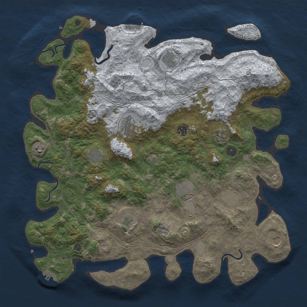 Rust Map: Procedural Map, Size: 4500, Seed: 4638692, 20 Monuments