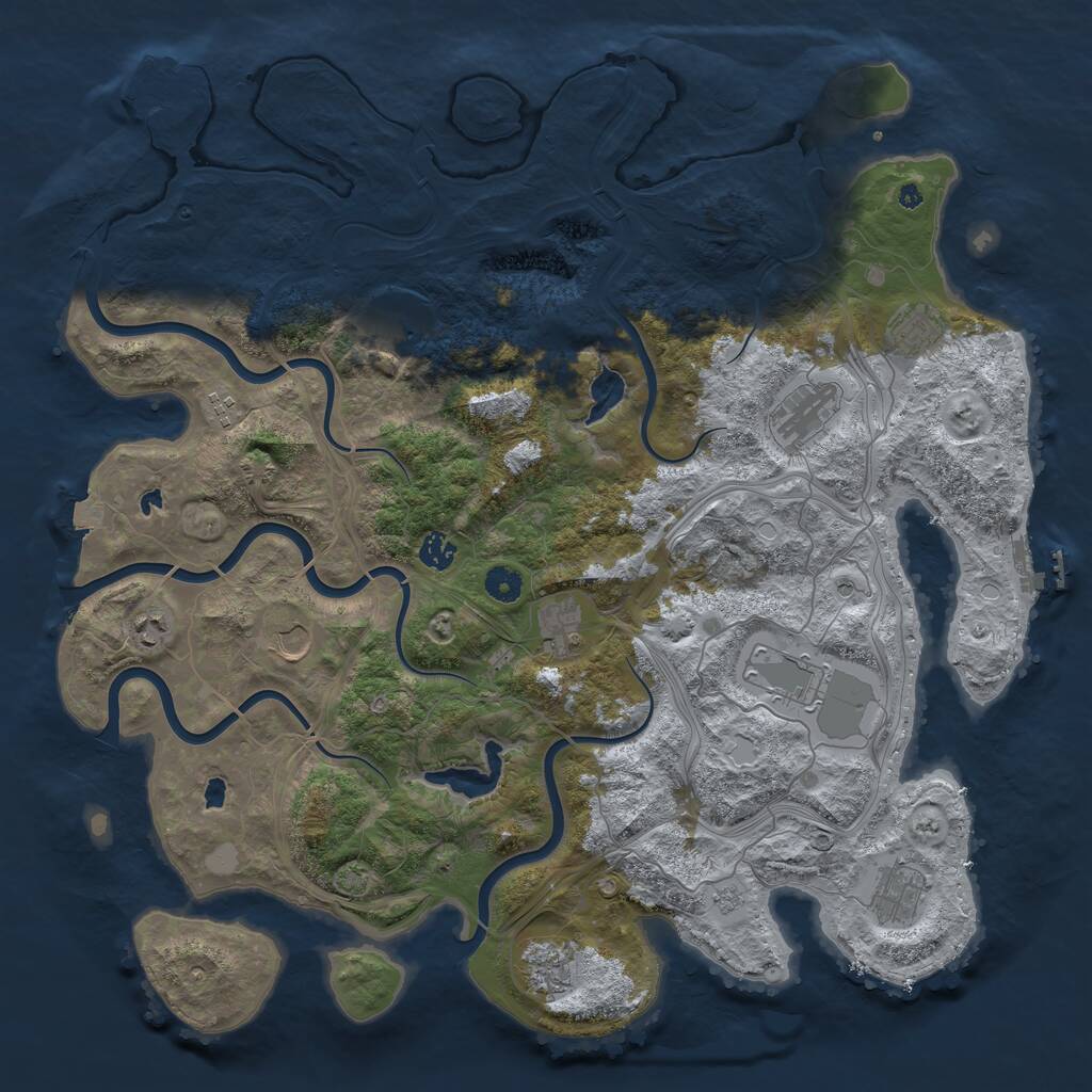 Rust Map: Procedural Map, Size: 4500, Seed: 1117749, 17 Monuments