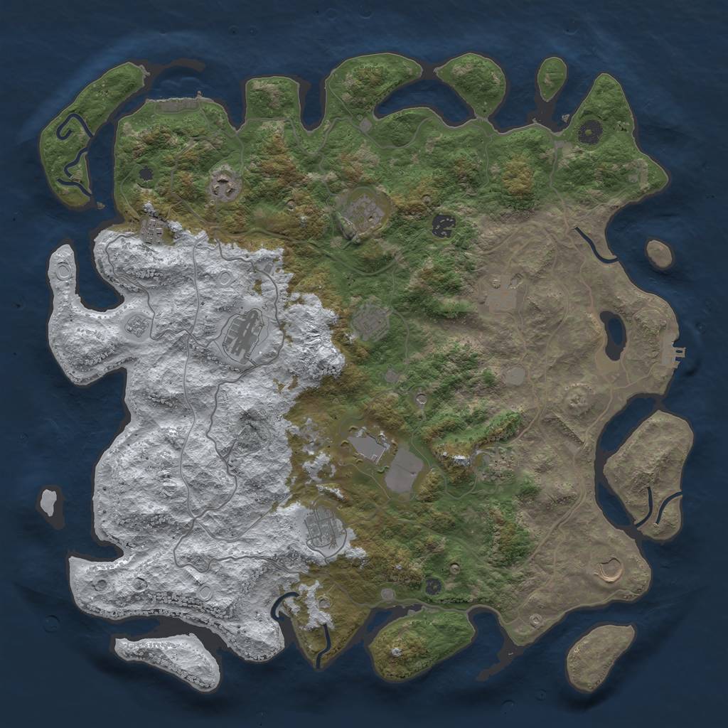 Rust Map: Procedural Map, Size: 4500, Seed: 7520, 20 Monuments