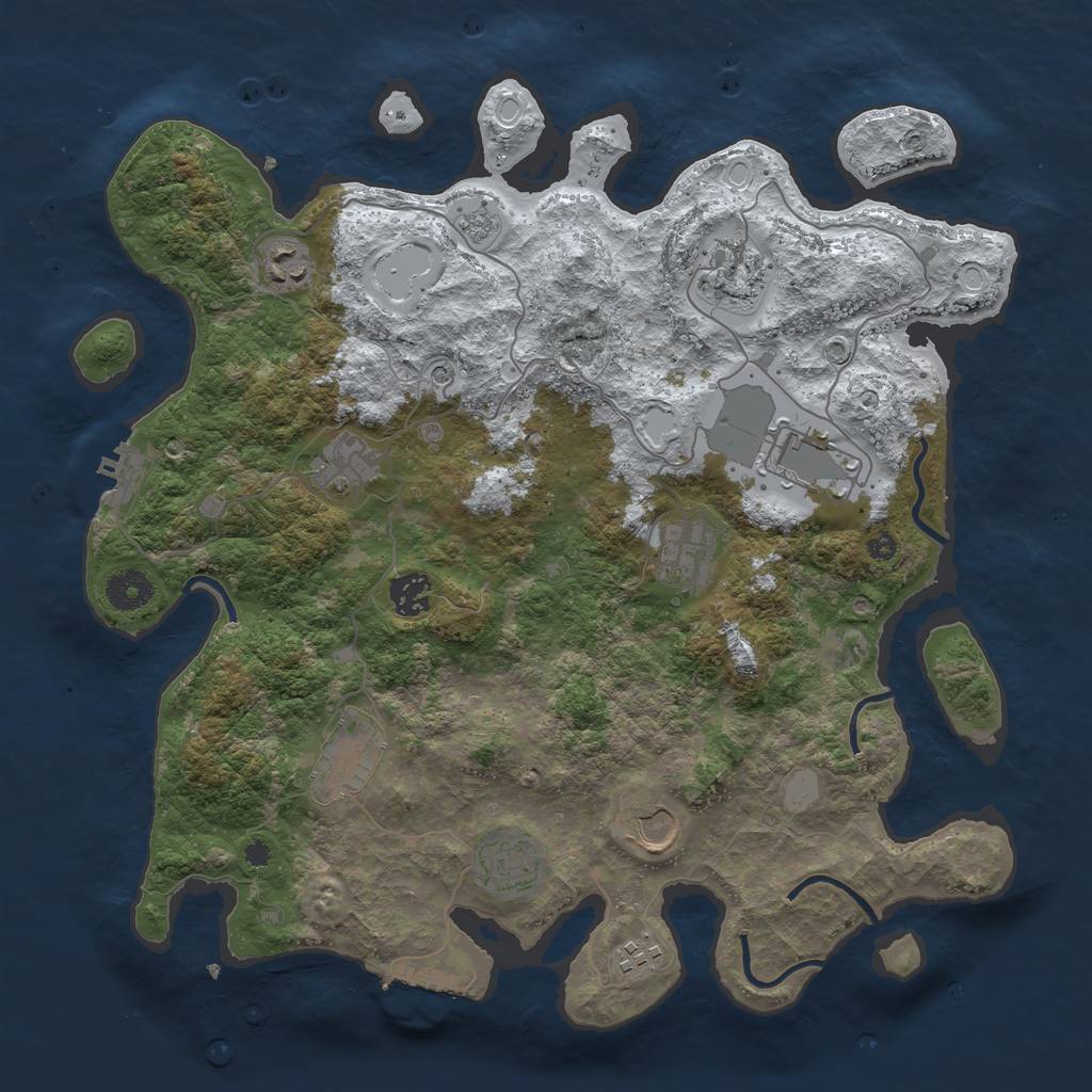 Rust Map: Procedural Map, Size: 3750, Seed: 736925586, 19 Monuments