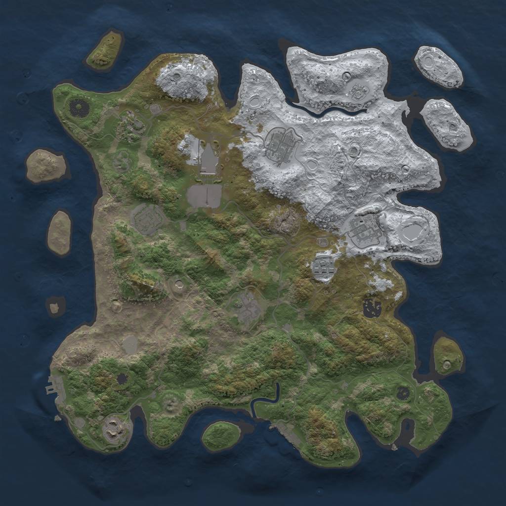 Rust Map: Procedural Map, Size: 3850, Seed: 7219821, 18 Monuments