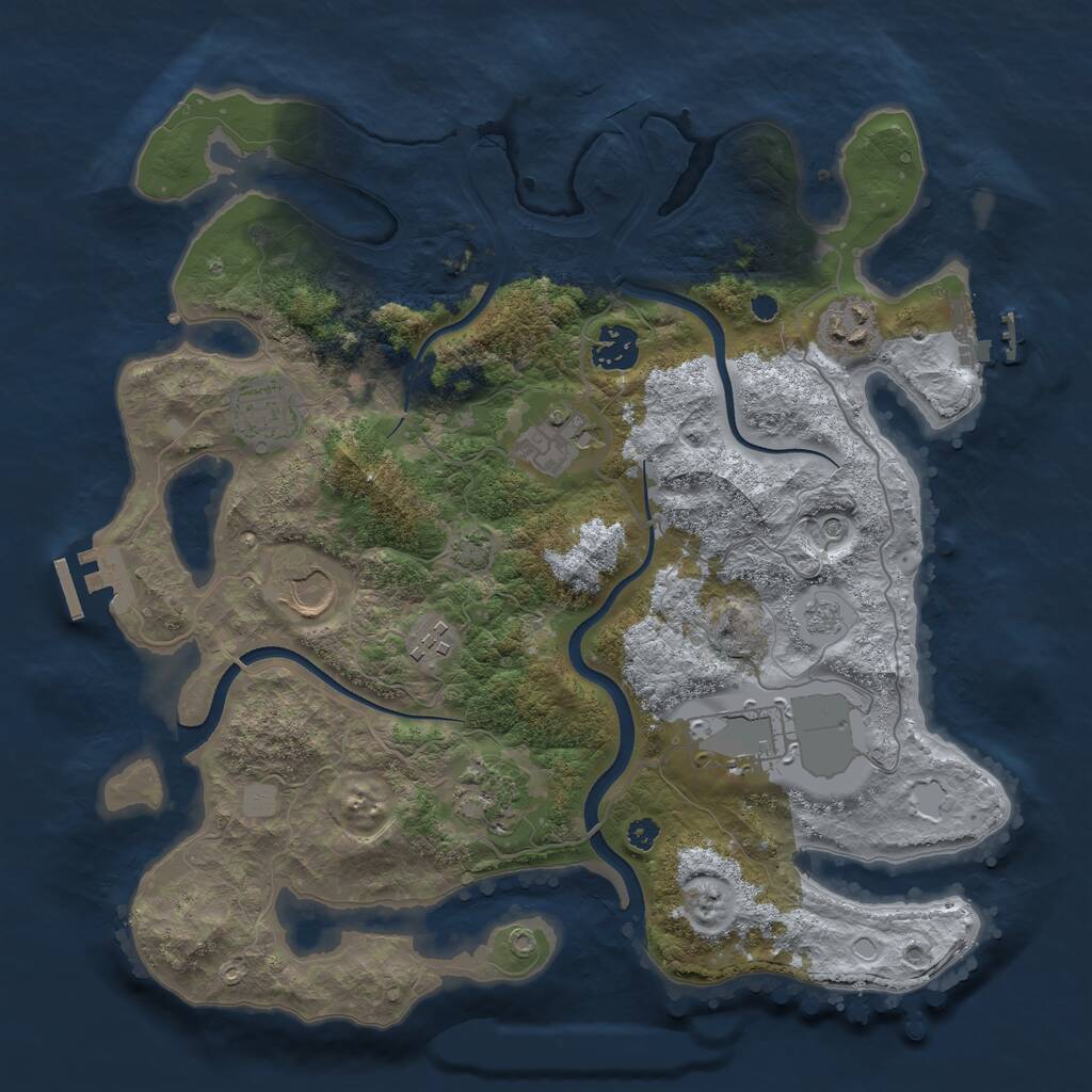 Rust Map: Procedural Map, Size: 3500, Seed: 1642604793, 14 Monuments