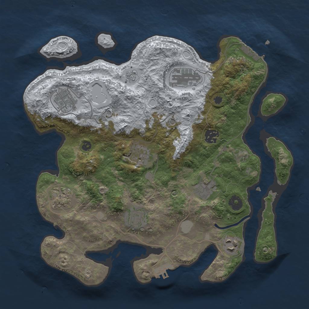 Rust Map: Procedural Map, Size: 3250, Seed: 5992253, 17 Monuments