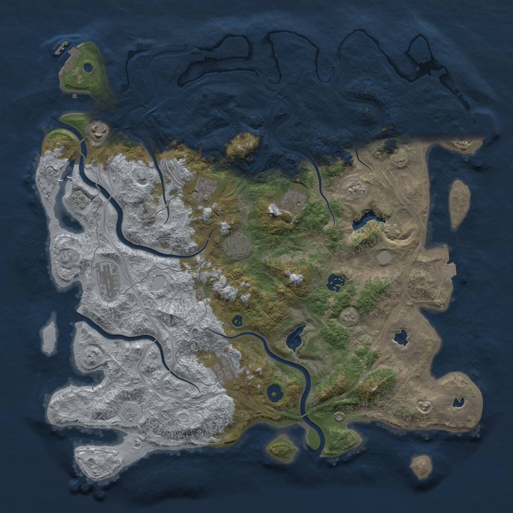 Rust Map: Procedural Map, Size: 4500, Seed: 5647245, 14 Monuments
