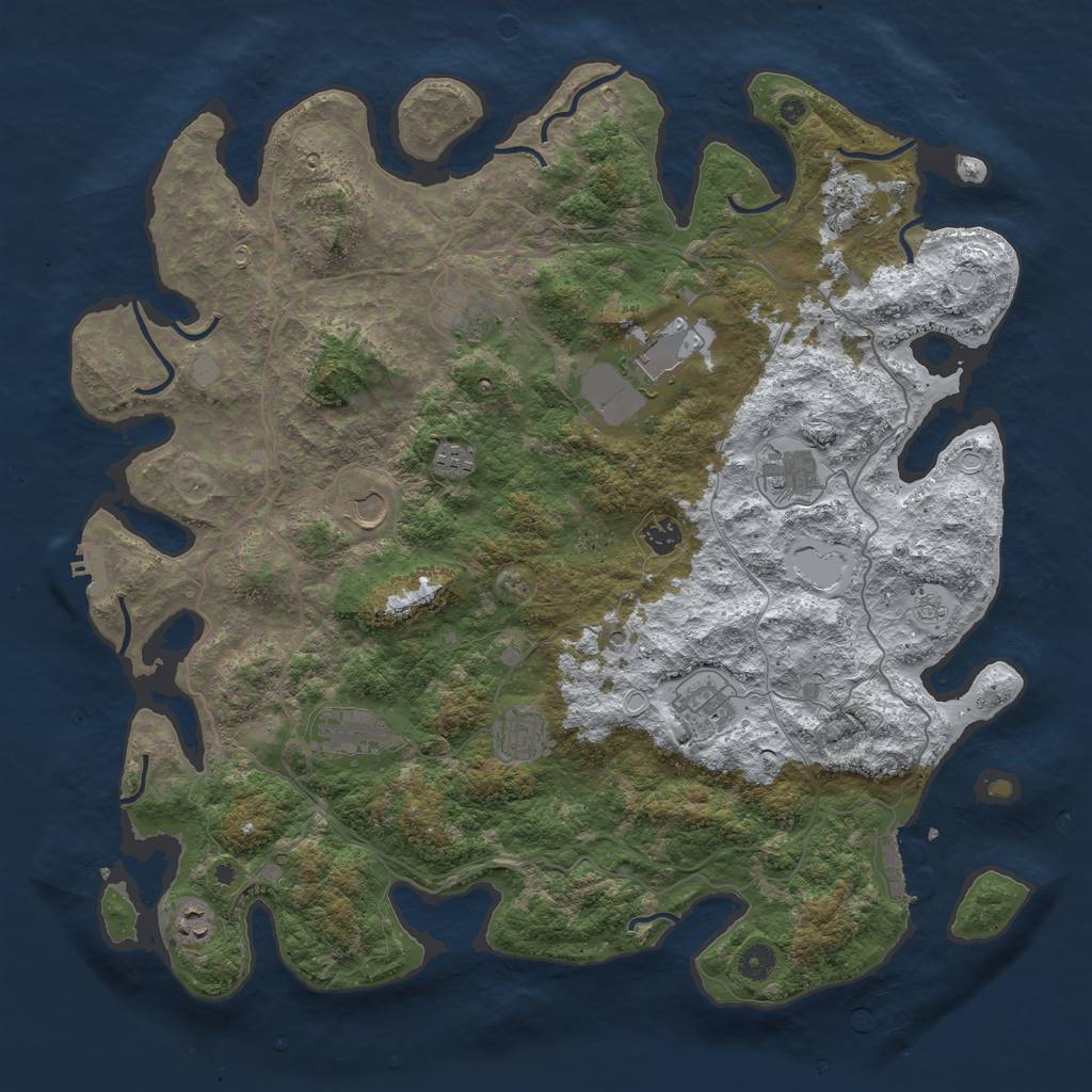 Rust Map: Procedural Map, Size: 4500, Seed: 5051859, 20 Monuments
