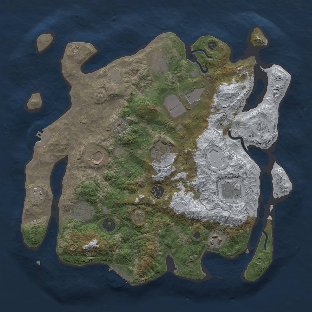 Rust Map: Procedural Map, Size: 3600, Seed: 29342983, 18 Monuments