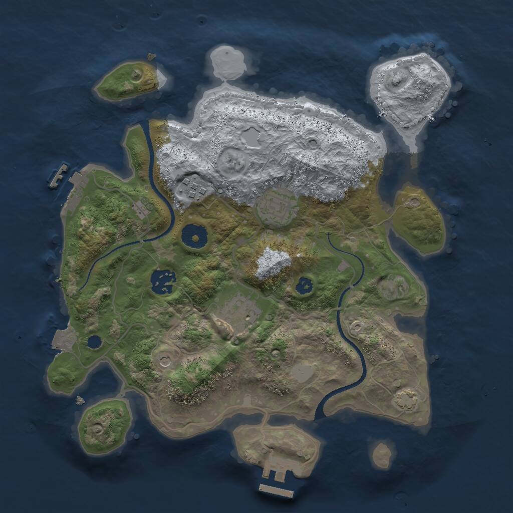 Rust Map: Procedural Map, Size: 3000, Seed: 1458214246, 9 Monuments
