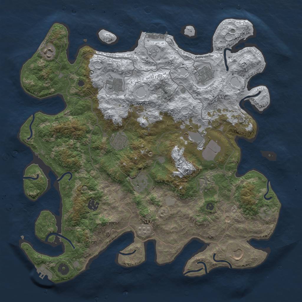 Rust Map: Procedural Map, Size: 4000, Seed: 228087, 19 Monuments