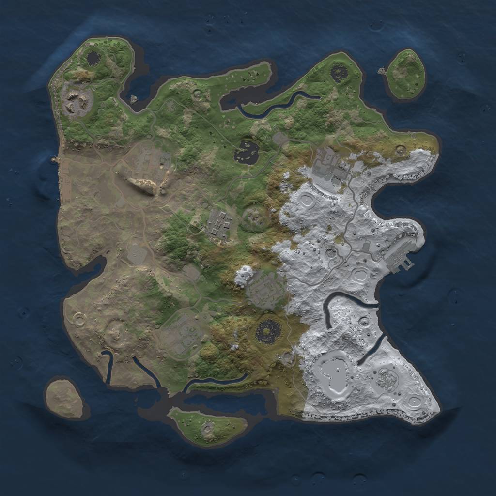 Rust Map: Procedural Map, Size: 3000, Seed: 1409490002, 16 Monuments