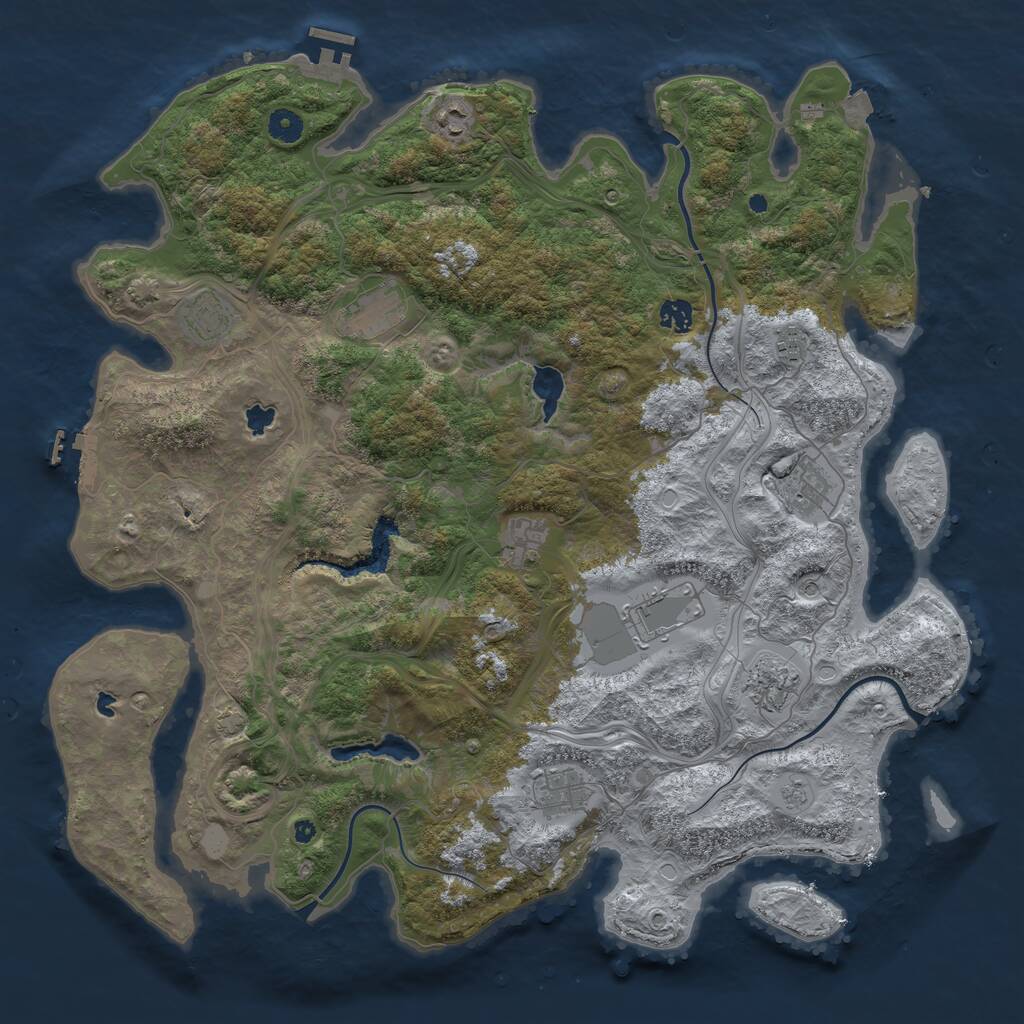 Rust Map: Procedural Map, Size: 4500, Seed: 1059748, 16 Monuments