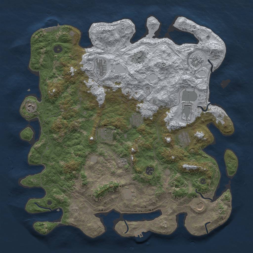 Rust Map: Procedural Map, Size: 4500, Seed: 728063, 20 Monuments