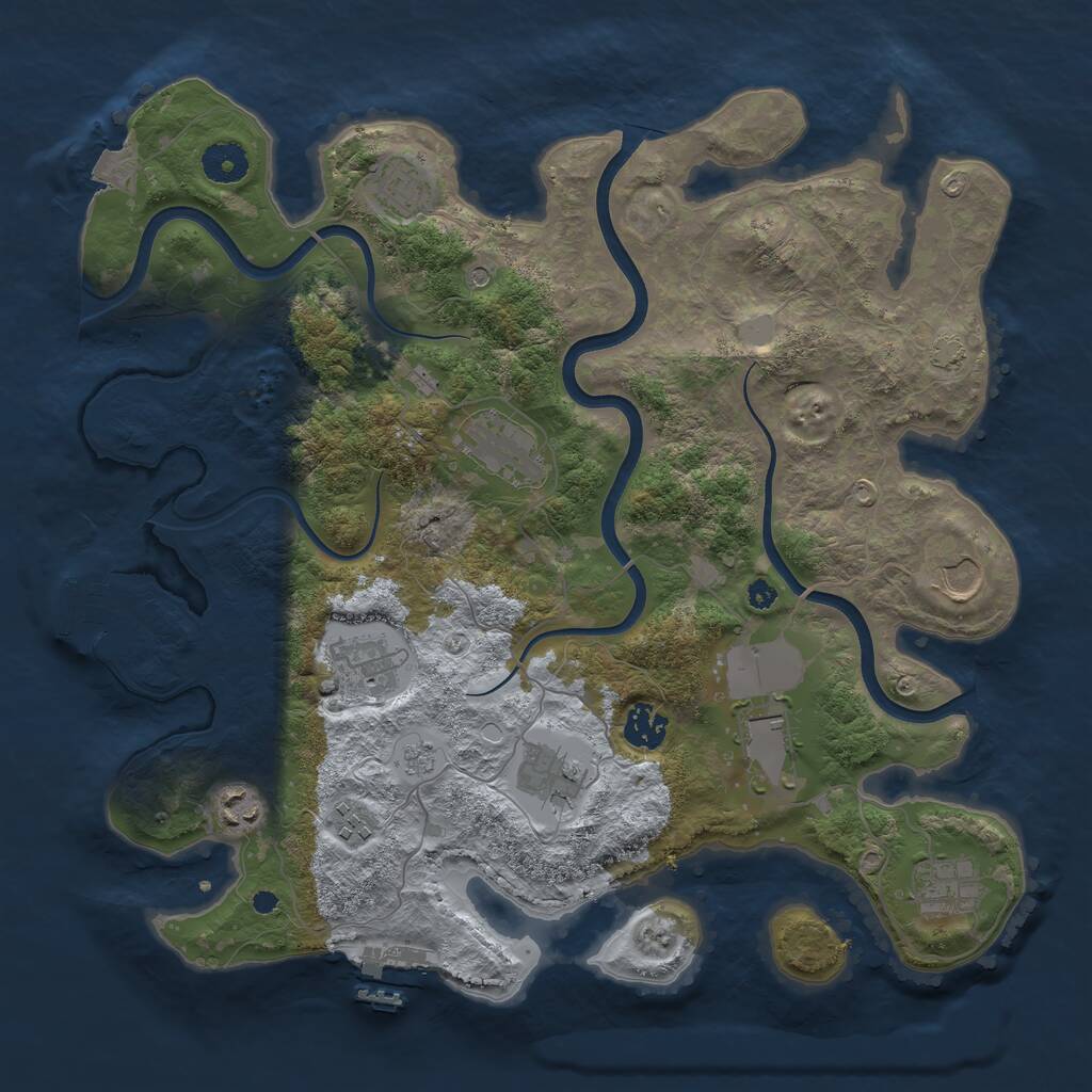 Rust Map: Procedural Map, Size: 3750, Seed: 2066665128, 16 Monuments