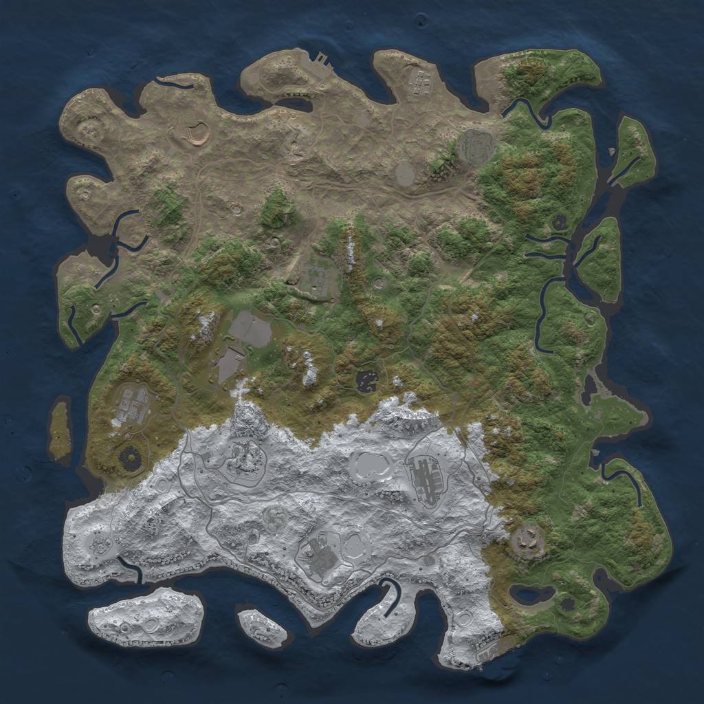 Rust Map: Procedural Map, Size: 4500, Seed: 3162533, 20 Monuments