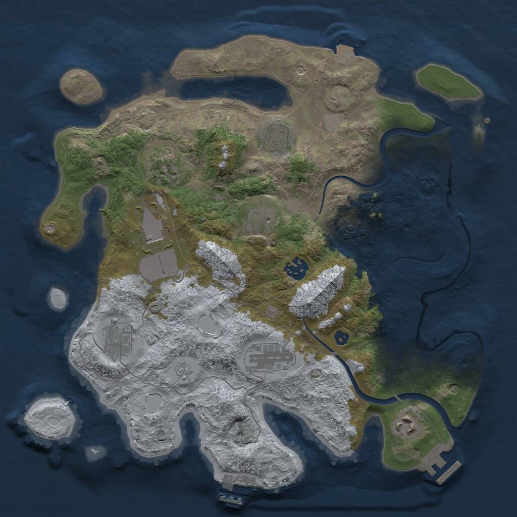 Rust Map: Procedural Map, Size: 3500, Seed: 6742, 15 Monuments