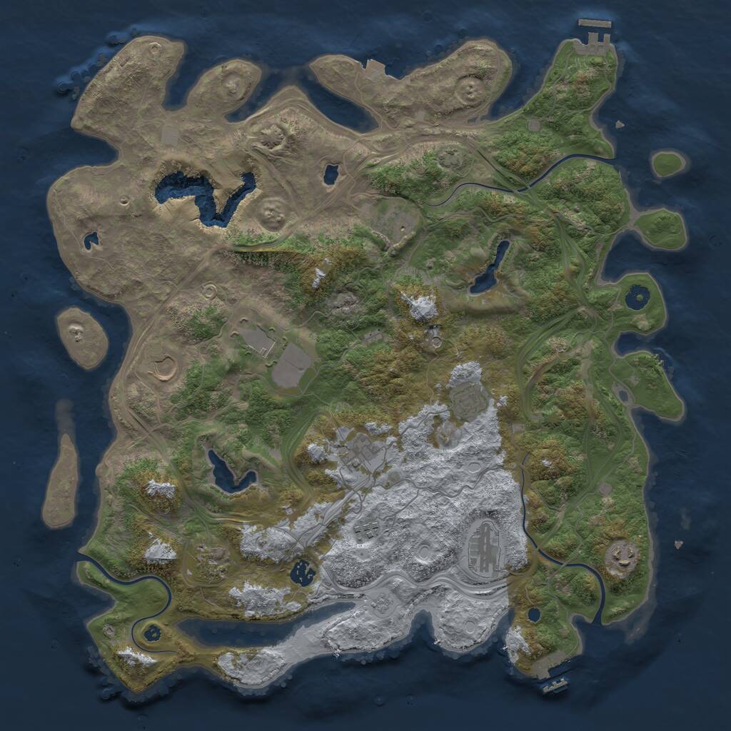 Rust Map: Procedural Map, Size: 4500, Seed: 3916541, 16 Monuments