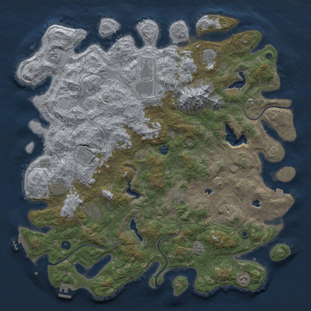 Rust Map: Procedural Map, Size: 5000, Seed: 407712083, 16 Monuments