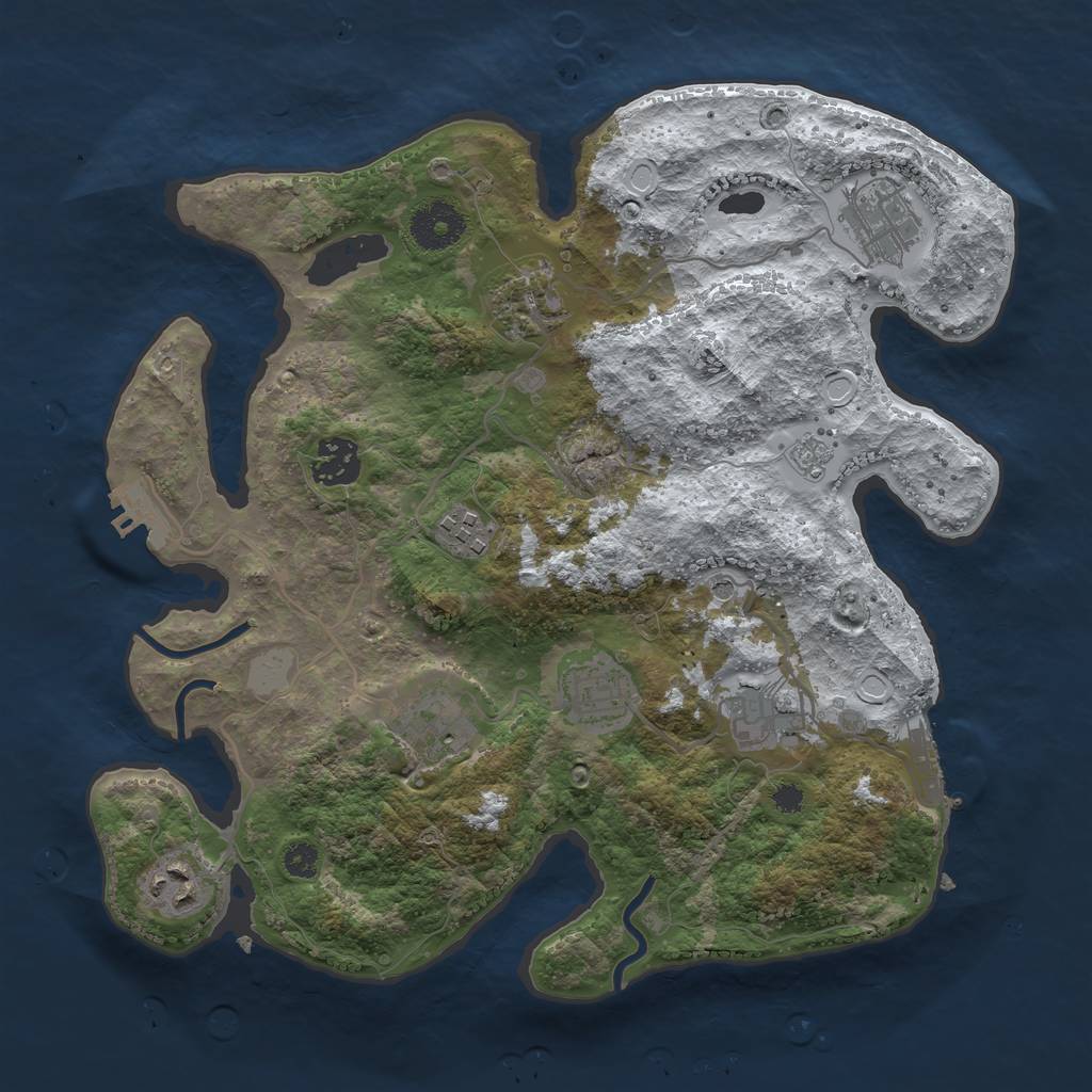 Rust Map: Procedural Map, Size: 3250, Seed: 3857003, 17 Monuments