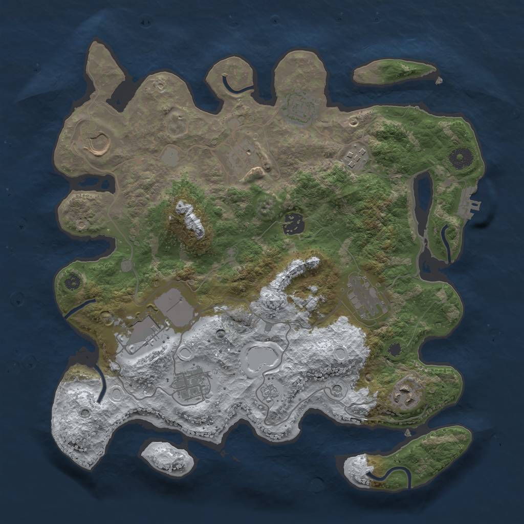 Rust Map: Procedural Map, Size: 3500, Seed: 695956827, 17 Monuments