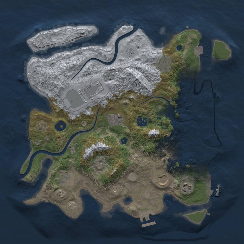 Rust Map: Procedural Map, Size: 3500, Seed: 823304706, 14 Monuments