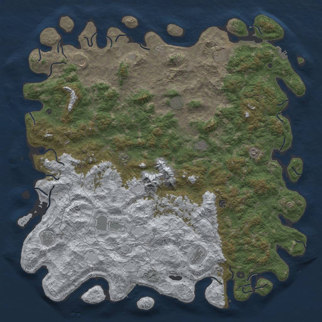 Rust Map: Procedural Map, Size: 6000, Seed: 1027, 20 Monuments
