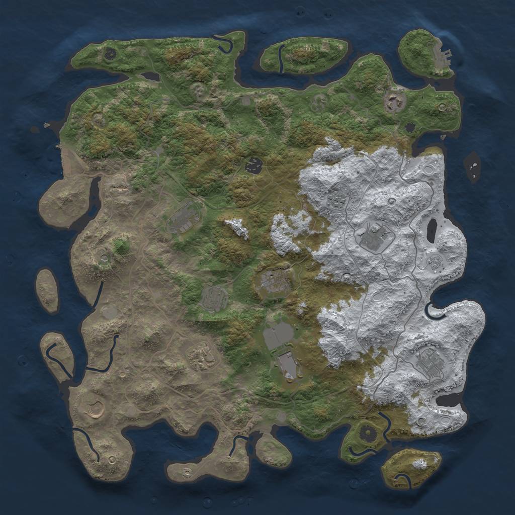 Rust Map: Procedural Map, Size: 4500, Seed: 4372001, 20 Monuments