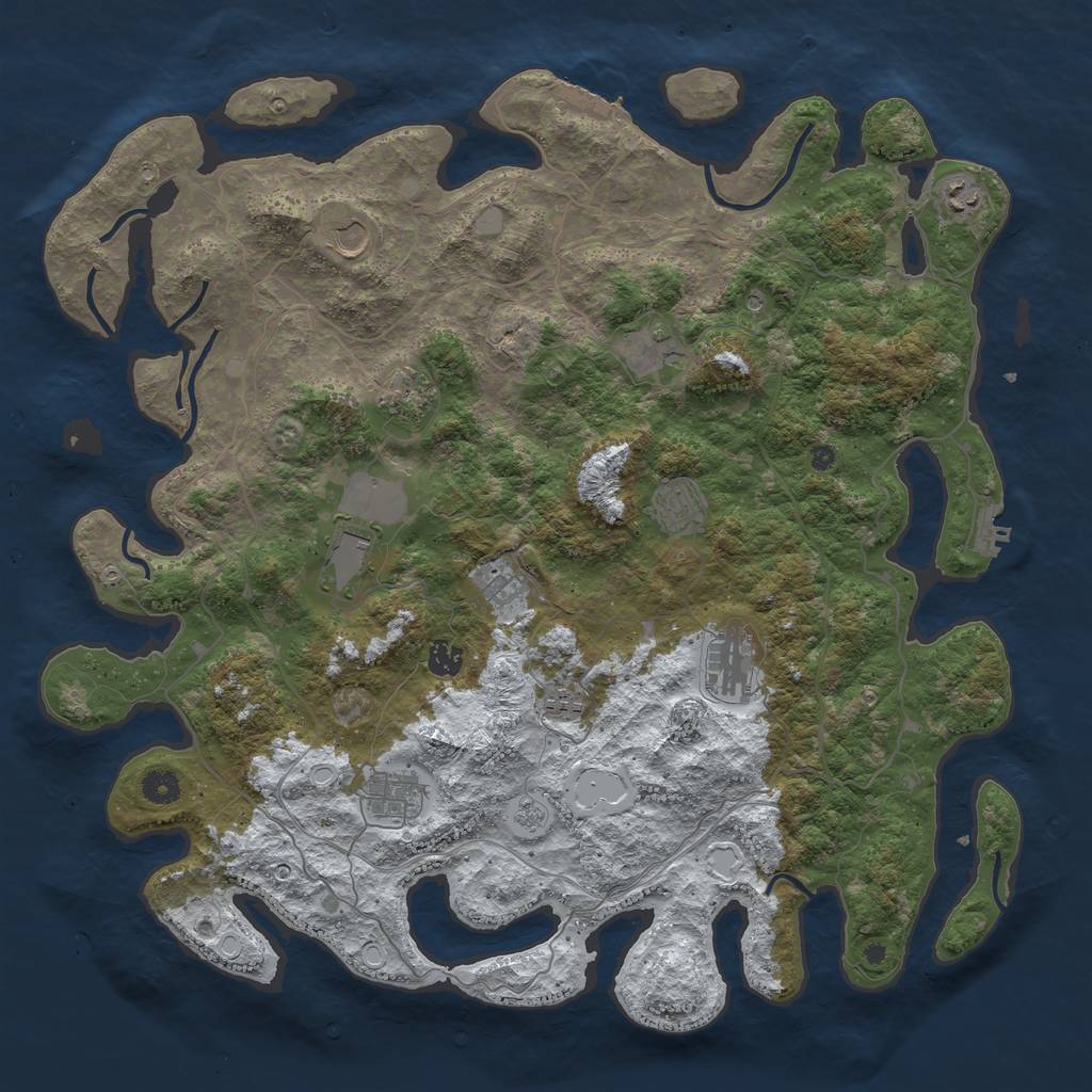 Rust Map: Procedural Map, Size: 4500, Seed: 3571362, 20 Monuments