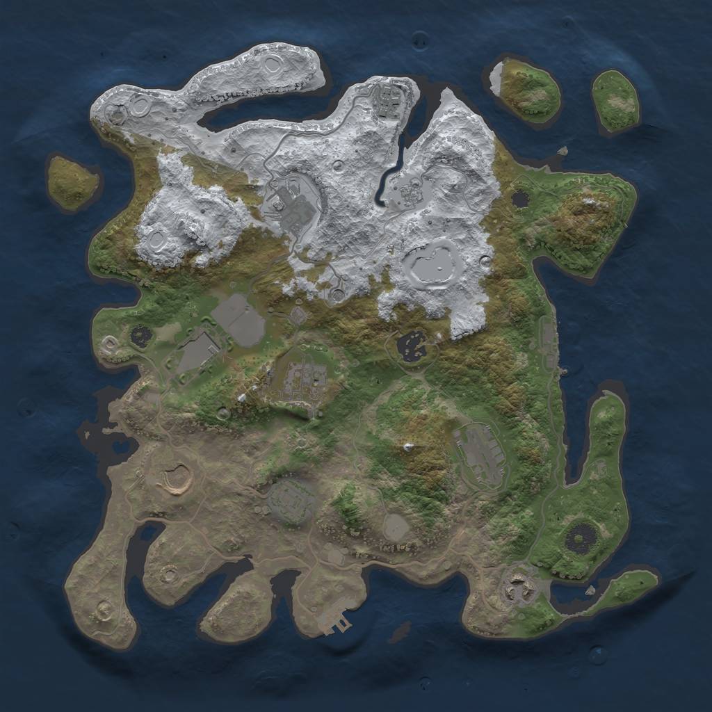 Rust Map: Procedural Map, Size: 3500, Seed: 1856312653, 18 Monuments