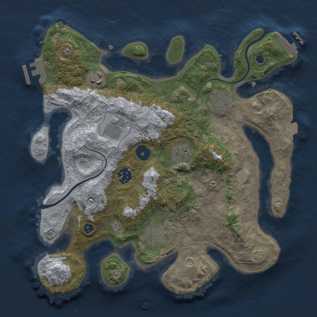 Rust Map: Procedural Map, Size: 3250, Seed: 4390671, 11 Monuments