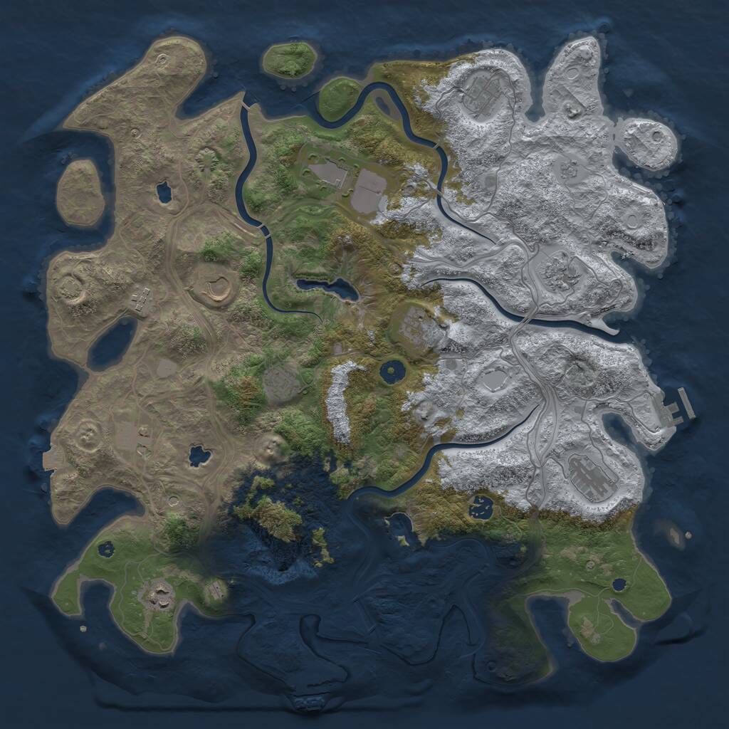 Rust Map: Procedural Map, Size: 4500, Seed: 5138989, 17 Monuments