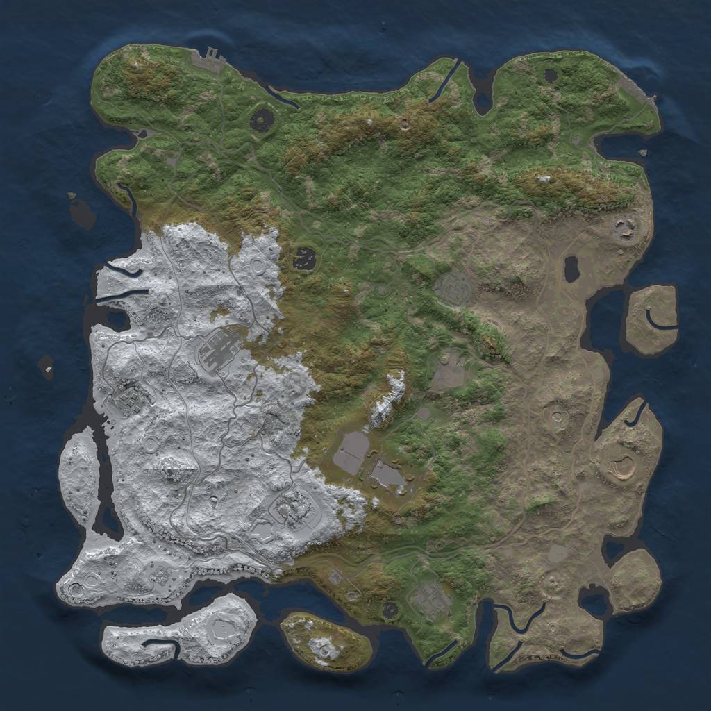 Rust Map: Procedural Map, Size: 4500, Seed: 743130, 19 Monuments