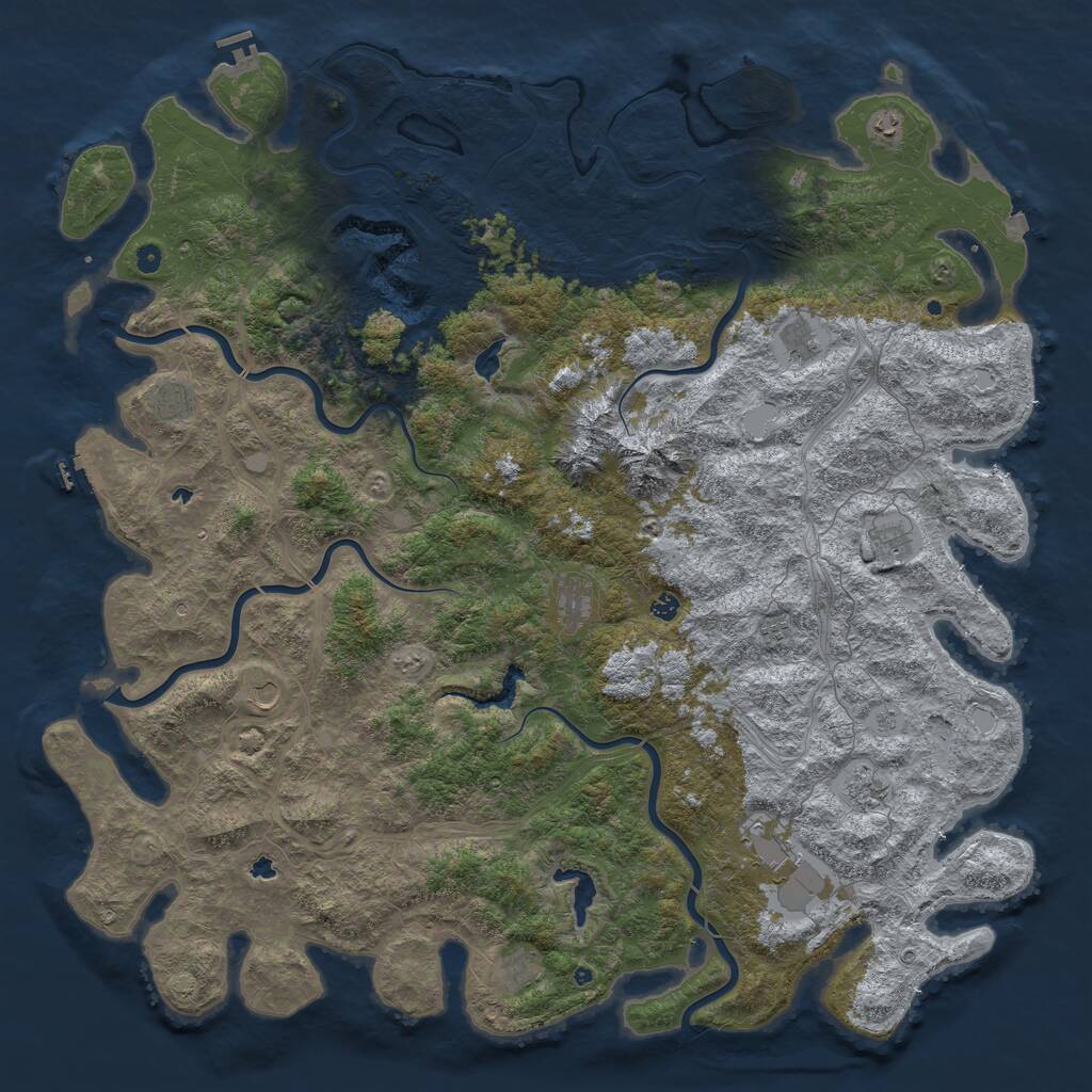 Rust Map: Procedural Map, Size: 6000, Seed: 43677112, 17 Monuments