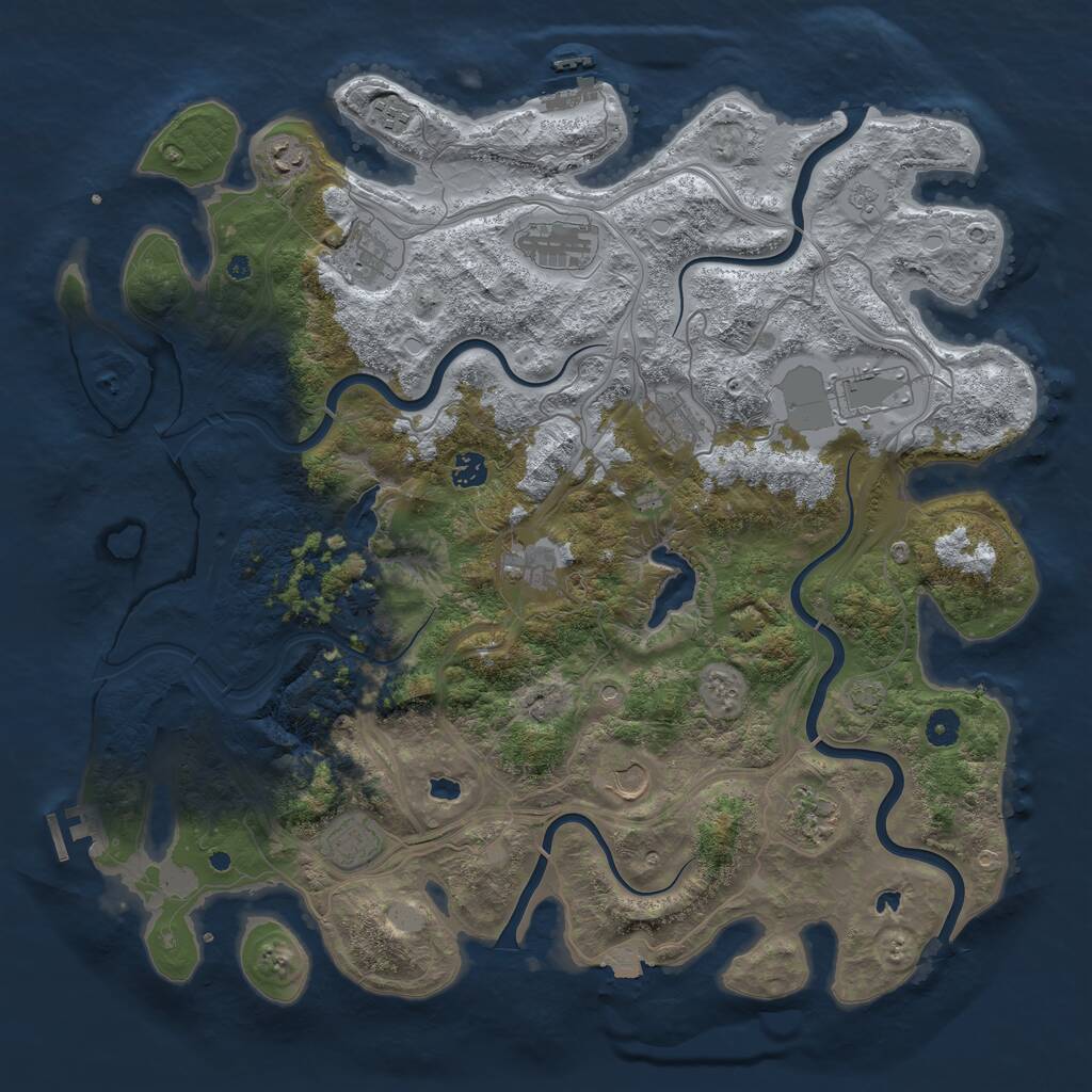 Rust Map: Procedural Map, Size: 4500, Seed: 3411610, 17 Monuments