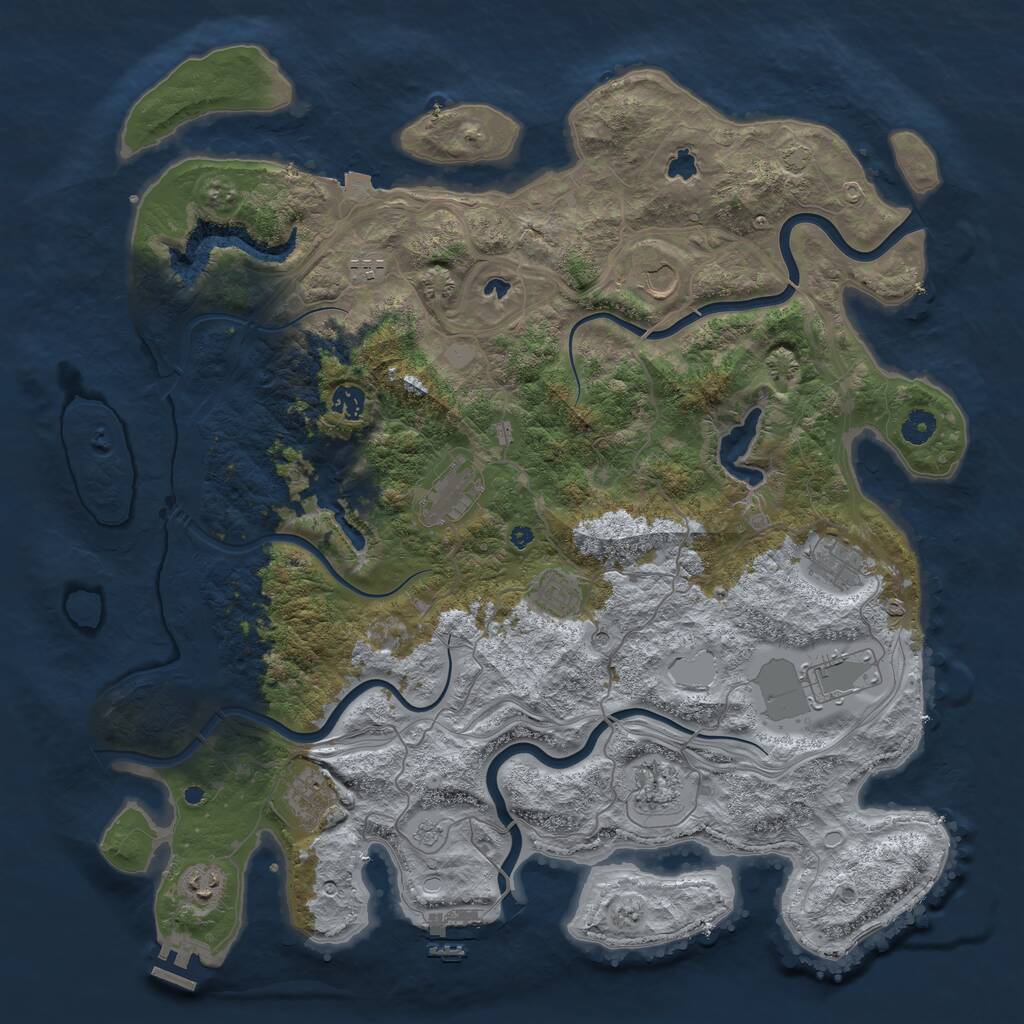 Rust Map: Procedural Map, Size: 4500, Seed: 3154087, 16 Monuments