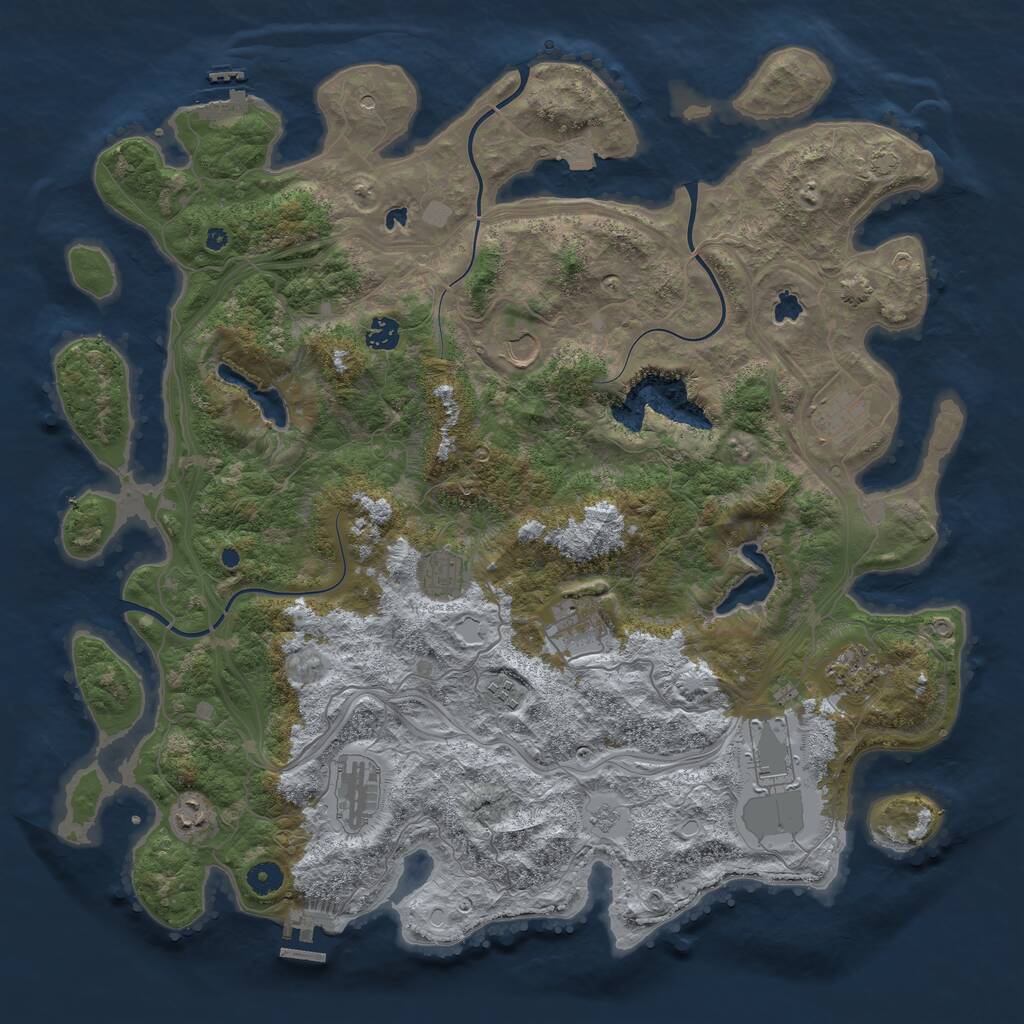 Rust Map: Procedural Map, Size: 4500, Seed: 6235944, 16 Monuments