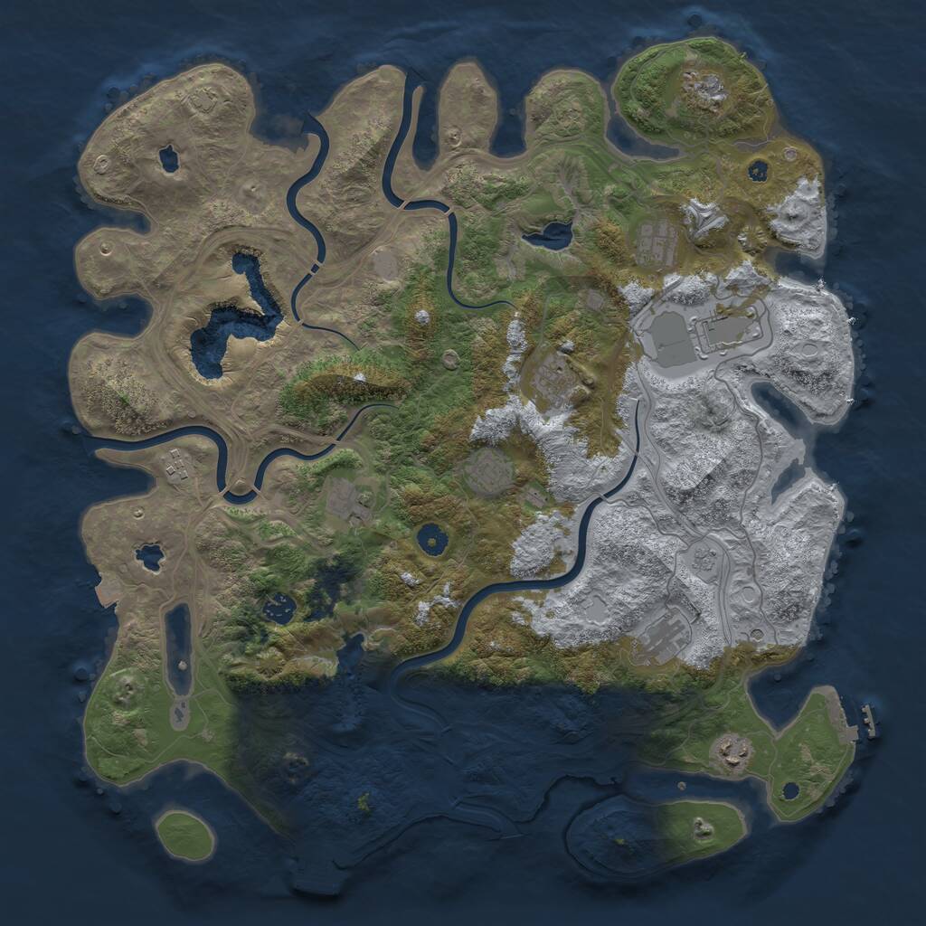 Rust Map: Procedural Map, Size: 4500, Seed: 4207812, 16 Monuments