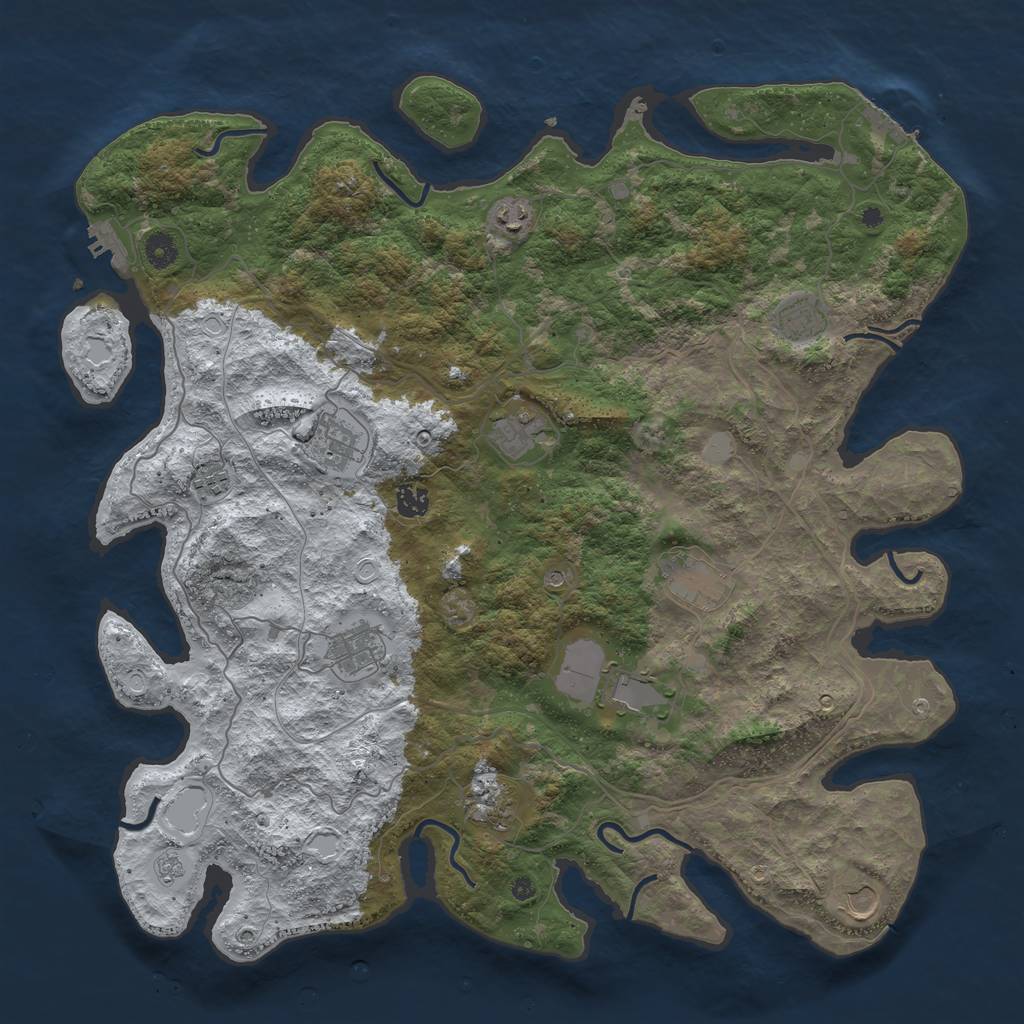 Rust Map: Procedural Map, Size: 4500, Seed: 2384273, 20 Monuments